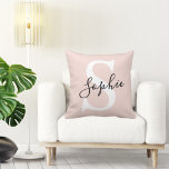 Gematigde gepersonaliseerde naam Monogram Pastel R Kussen<br><div class="desc">Gematigde gepersonaliseerde naam Monogram Pastel Roze</div>