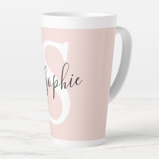 Gematigde gepersonaliseerde naam Monogram Pastel R Latte Mok (Rechterhoek)