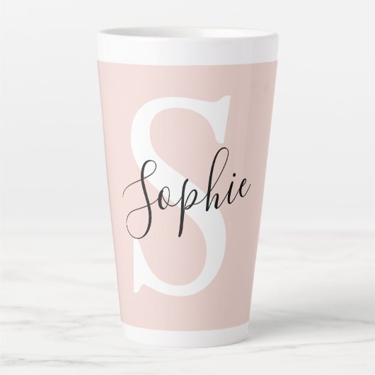 Gematigde gepersonaliseerde naam Monogram Pastel R Latte Mok (Voorkant)