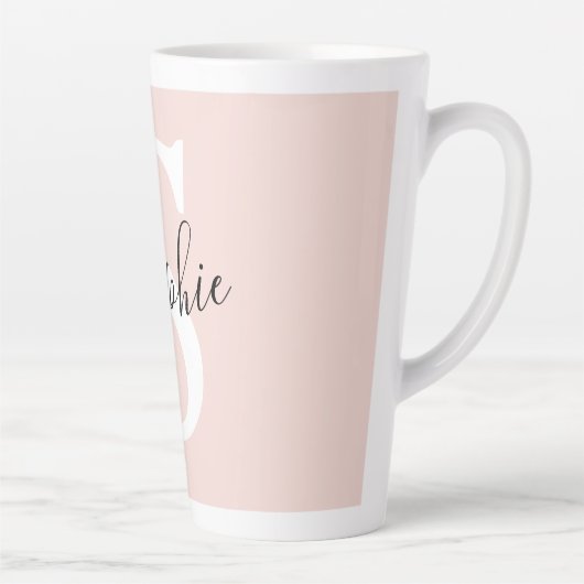 Gematigde gepersonaliseerde naam Monogram Pastel R Latte Mok (Rechts)