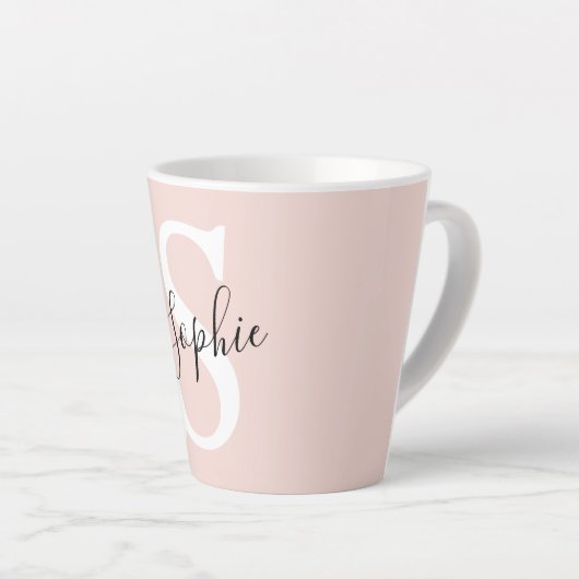 Gematigde gepersonaliseerde naam Monogram Pastel R Latte Mok (Rechterhoek)
