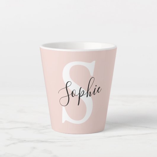 Gematigde gepersonaliseerde naam Monogram Pastel R Latte Mok (Voorkant)