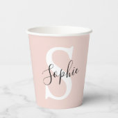 Gematigde gepersonaliseerde naam Monogram Pastel R Papieren Bekers (Achterkant)