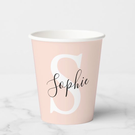Gematigde gepersonaliseerde naam Monogram Pastel R Papieren Bekers (Voorkant)
