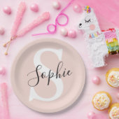 Gematigde gepersonaliseerde naam Monogram Pastel R Papieren Bordje (Feest)