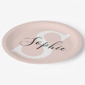 Gematigde gepersonaliseerde naam Monogram Pastel R Papieren Bordje (Gekanteld)