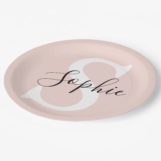 Gematigde gepersonaliseerde naam Monogram Pastel R Papieren Bordje (Gekanteld)