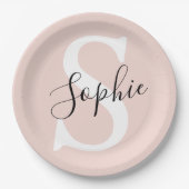 Gematigde gepersonaliseerde naam Monogram Pastel R Papieren Bordje (Voorkant)