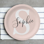 Gematigde gepersonaliseerde naam Monogram Pastel R Papieren Bordje<br><div class="desc">Gematigde gepersonaliseerde naam Monogram Pastel Roze</div>