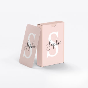 Gematigde gepersonaliseerde naam Monogram Pastel R Pokerkaarten