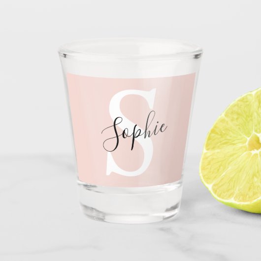 Gematigde gepersonaliseerde naam Monogram Pastel R Shot Glas (Voorkant)