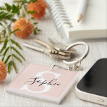 Gematigde gepersonaliseerde naam Monogram Pastel R Sleutelhanger<br><div class="desc">Gematigde gepersonaliseerde naam Monogram Pastel Roze</div>