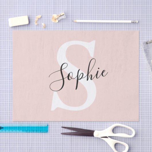 Gematigde gepersonaliseerde naam Monogram Pastel R Tissuepapier (Craft)