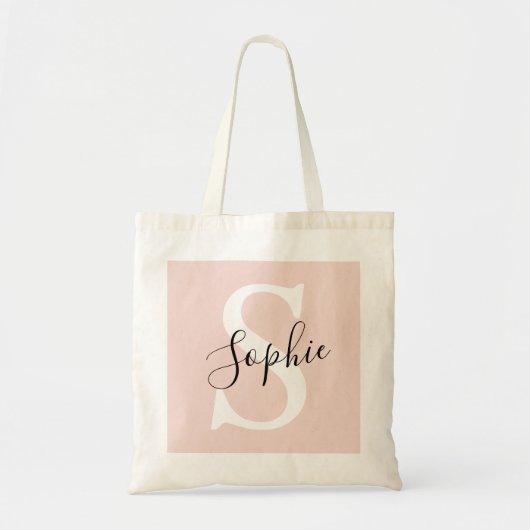 Gematigde gepersonaliseerde naam Monogram Pastel R Tote Bag (Voorkant)