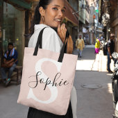 Gematigde gepersonaliseerde naam Monogram Pastel R Tote Bag
