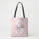 Gematigde gepersonaliseerde naam Monogram Pastel R Tote Bag (Voorkant)