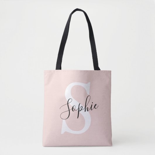 Gematigde gepersonaliseerde naam Monogram Pastel R Tote Bag (Voorkant)