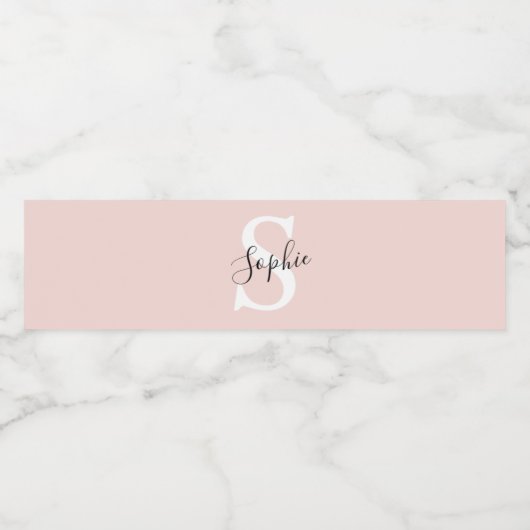 Gematigde gepersonaliseerde naam Monogram Pastel R Waterfles Etiket (Enkel label)