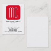 Gematigde, minimale hoeveelheid rode witte monogra visitekaartje (Voorkant / Achterkant)