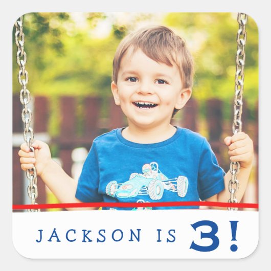 Gematigde persoonlijke foto 'Birthday'-stickers Vierkante Sticker (Voorkant)