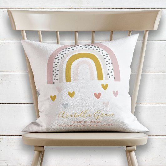 Gematigde regenboog Baby geboortecord Kussen