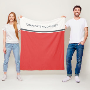 Gematigde Rode Eenvoudige Persoonlijke Naam Fleece Deken