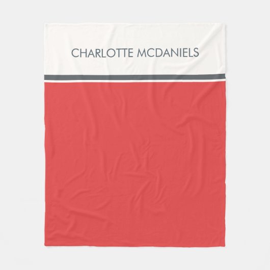 Gematigde Rode Eenvoudige Persoonlijke Naam Fleece Deken (Voorkant)