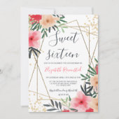 Gematigde roze goudgrens, zestien zoete roze kaart (Voorkant)