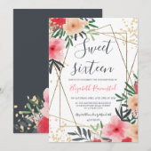 Gematigde roze goudgrens, zestien zoete roze kaart (Voorkant / Achterkant)