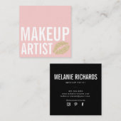 Gematigde roze make-up schoonheid vierkante visitekaartje (Voorkant / Achterkant)