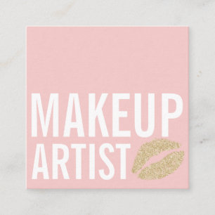Gematigde roze make-up vierkante visitekaartje