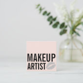 Gematigde, roze zwarte make-up schoonheid vierkante visitekaartje (Staand voorkant)