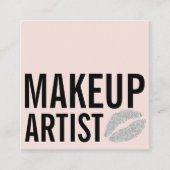 Gematigde, roze zwarte make-up schoonheid vierkante visitekaartje (Voorkant)