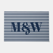 Gematigde witte strepen, aangepast monogram deurmat (Voorkant)