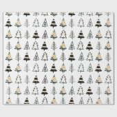 Gematigde zwarte gouden kerstboom, eenvoudig cadeaupapier (Vlak)