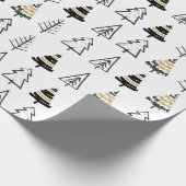 Gematigde zwarte gouden kerstboom, eenvoudig cadeaupapier (Hoek)