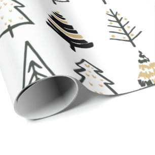 Gematigde zwarte gouden kerstboom, eenvoudig cadeaupapier