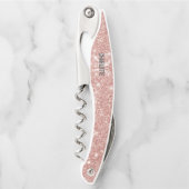 Gematigde zwarte roze glitter monogram naam ober kurkentrekker (Voorkant)