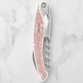 Gematigde zwarte roze glitter monogram naam ober kurkentrekker (Achterkant)