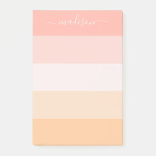 Gematigde zwarte roze striped name Post-it Notes
