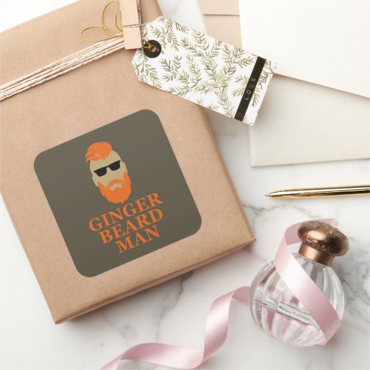 Gember baard man grappig bearded vierkante sticker (Geschenken)