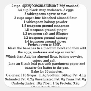 Gember Bananenbrood Glutenvrije vierkante Sticker