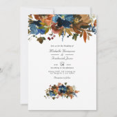 Gember en marineblauwe bloemencode met QR-code RSV Kaart (Voorkant)
