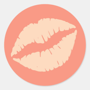 Gember en perzikpuff lipstickprint ronde sticker
