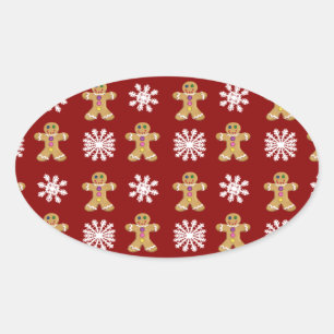 Gember en Sneeuw Ovale Sticker