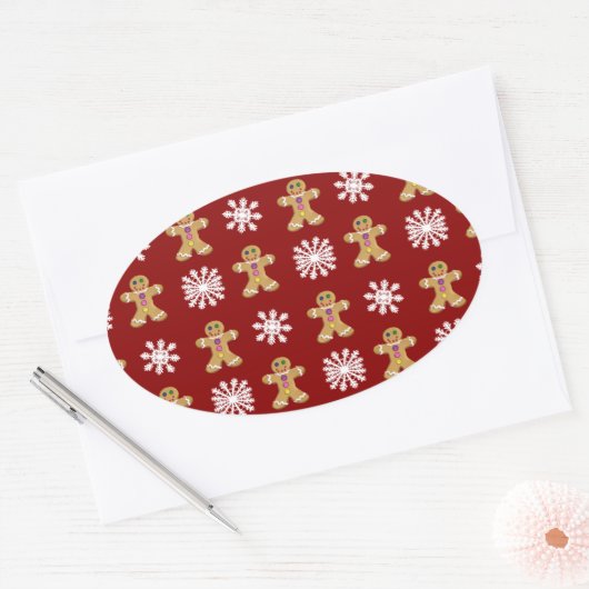 Gember en Sneeuw Ovale Sticker (Envelop)