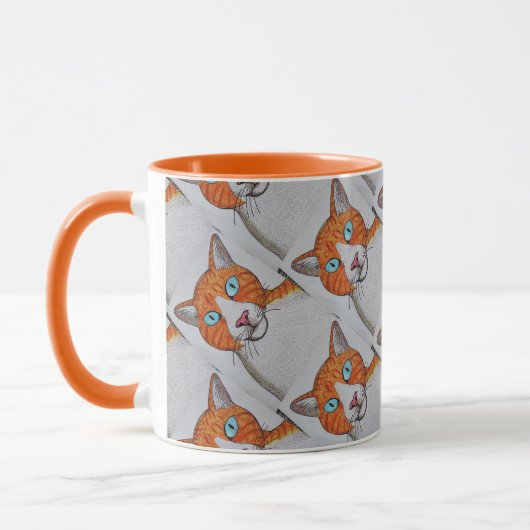 Gember en witte kat mok (Links)