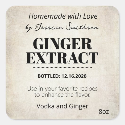 Gember Extract Moderne Label Sticker ZEX_001h (Voorkant)