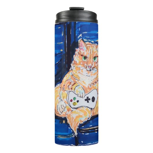 Gember Gamer Kat Thermosbeker (Voorkant)