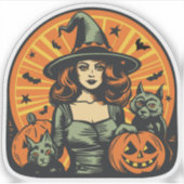 gember heks Halloween Sticker (Voorkant)